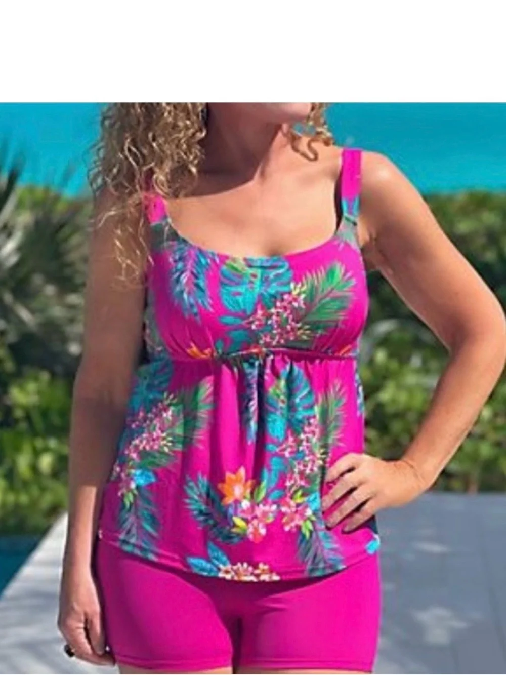Kim gravel swim bundle Vibrant Tropical Magenta. Top ,swim short and cover up